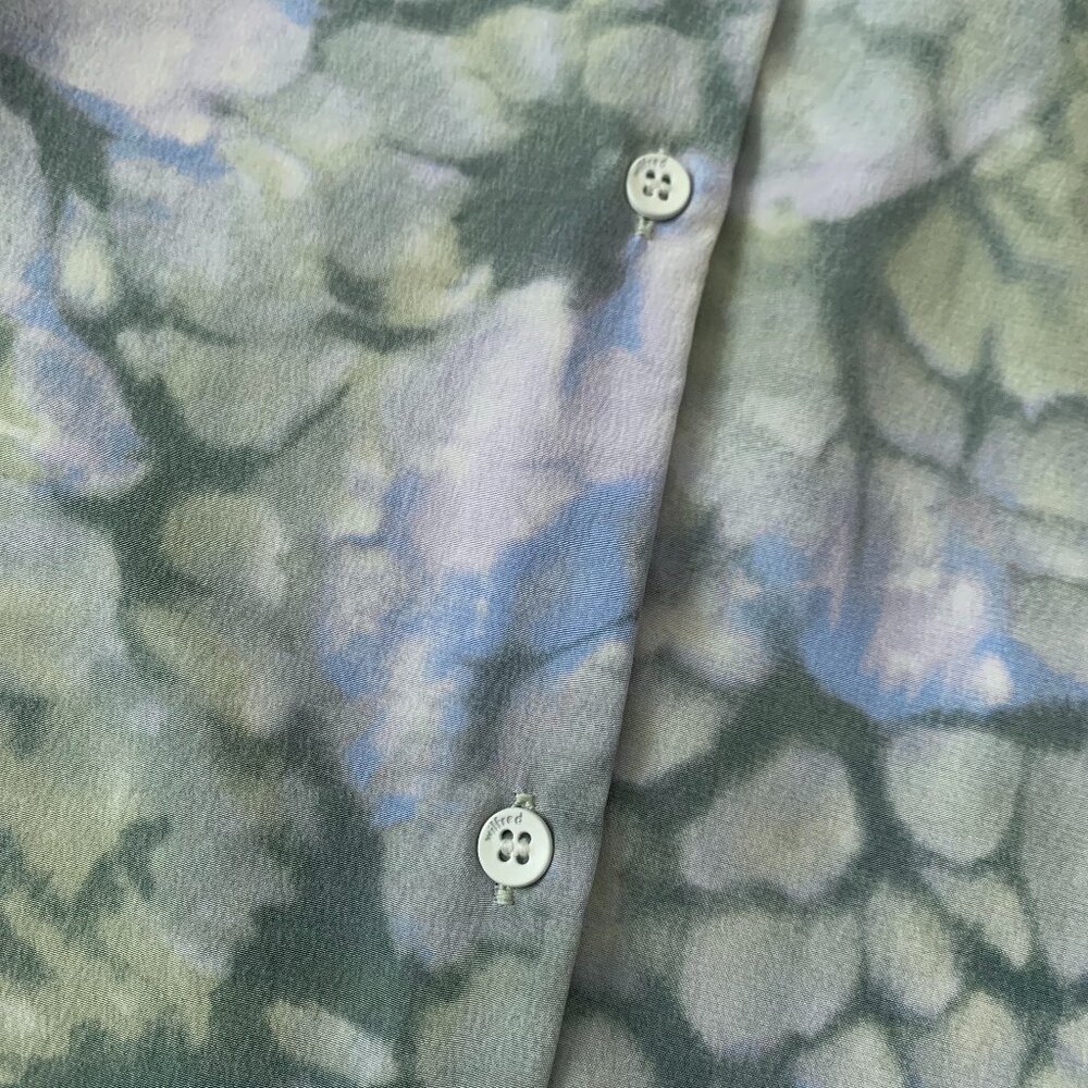 Aritzia Wilfried Silk Bohemian Abstract Print Shirt Dress Tunic Green Rich Girl - Picture 6 of 13